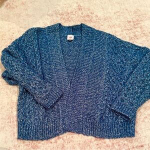 CAbi Textured Teal Blue Cardigan Sweater Size S